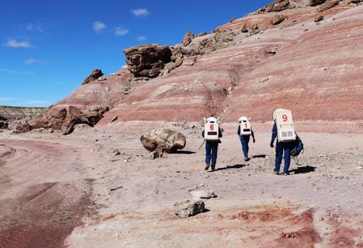 El desierto de Utah comparte algunas similitudes con el suelo marciano. Tres de los ocho participantes en una de las misiones extra-vehiculares