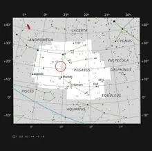 Ubicación del exoplaneta en la constelación de Pegaso