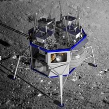 El aterrizador, en una recreación sobre la superficie lunar