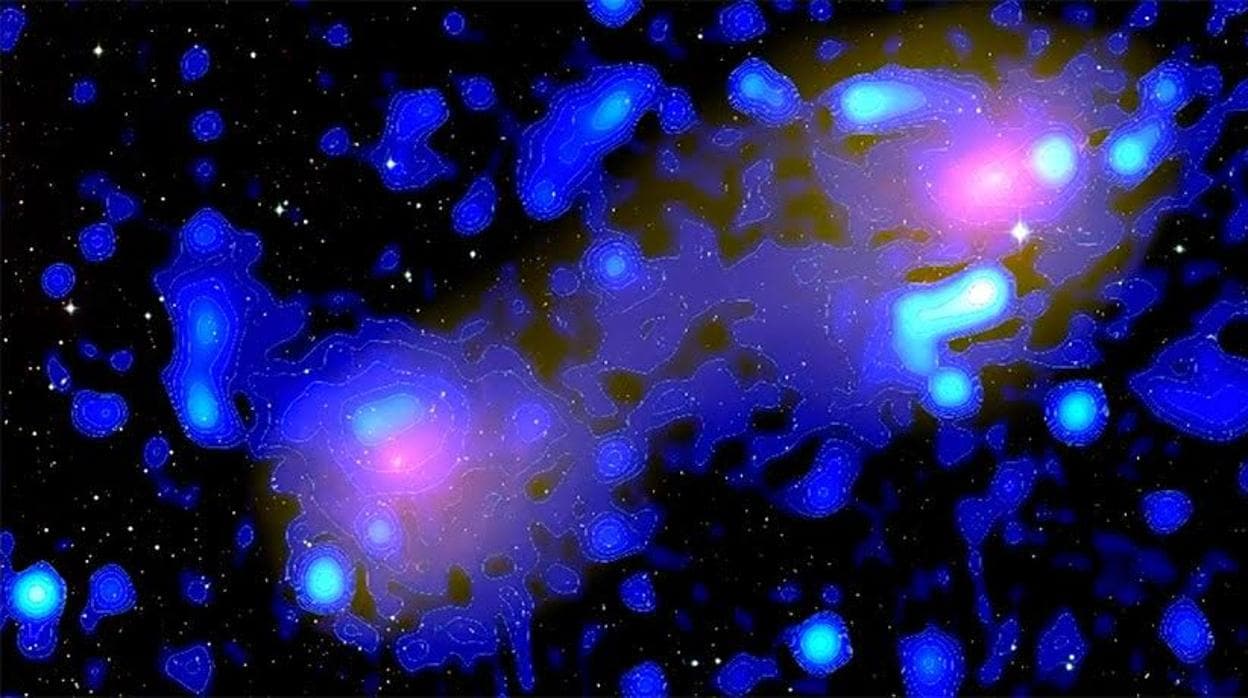 Los cúmulos galácticos Abell 0399 (a la izquierda) y Abell 0401 (a la derecha), están conectados por campos magnéticos, algo nunca visto hasta ahora