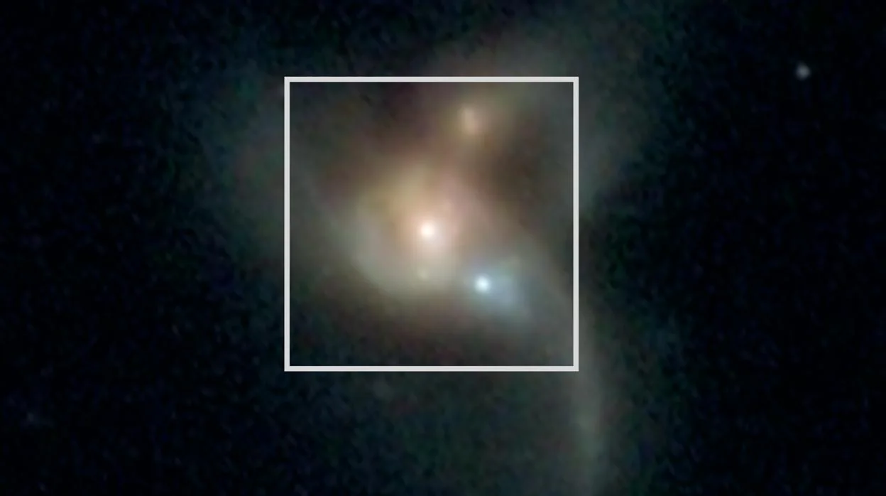 Imagen óptica de las tres galaxias en colisión