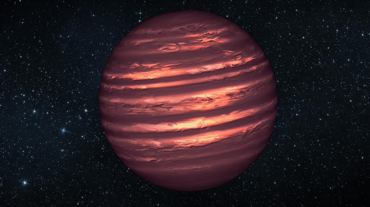 Representación de una enana marrón, un gigantesco planeta gaseoso que no es tan grande como para brillar como estrellas