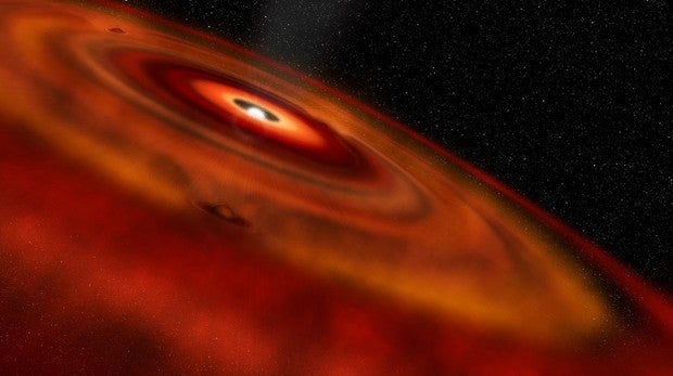 Gigantescas cascadas revelan el nacimiento de tres planetas a 330 años luz