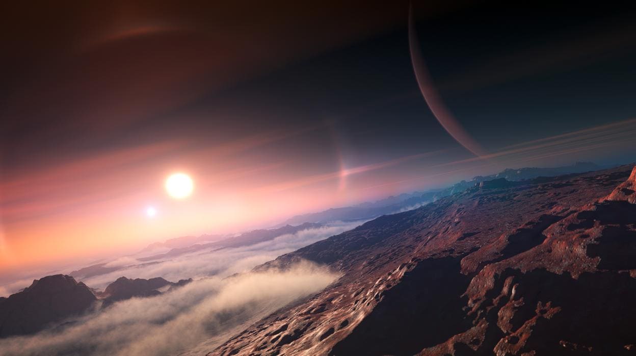 Imagen artística de un exoplaneta con su estrella