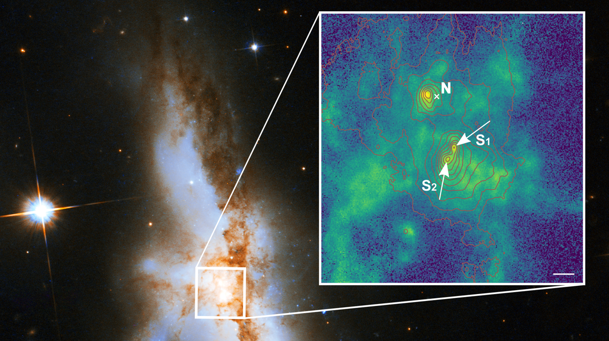 La galaxia irregular NGC 6240 con tres agujeros negros