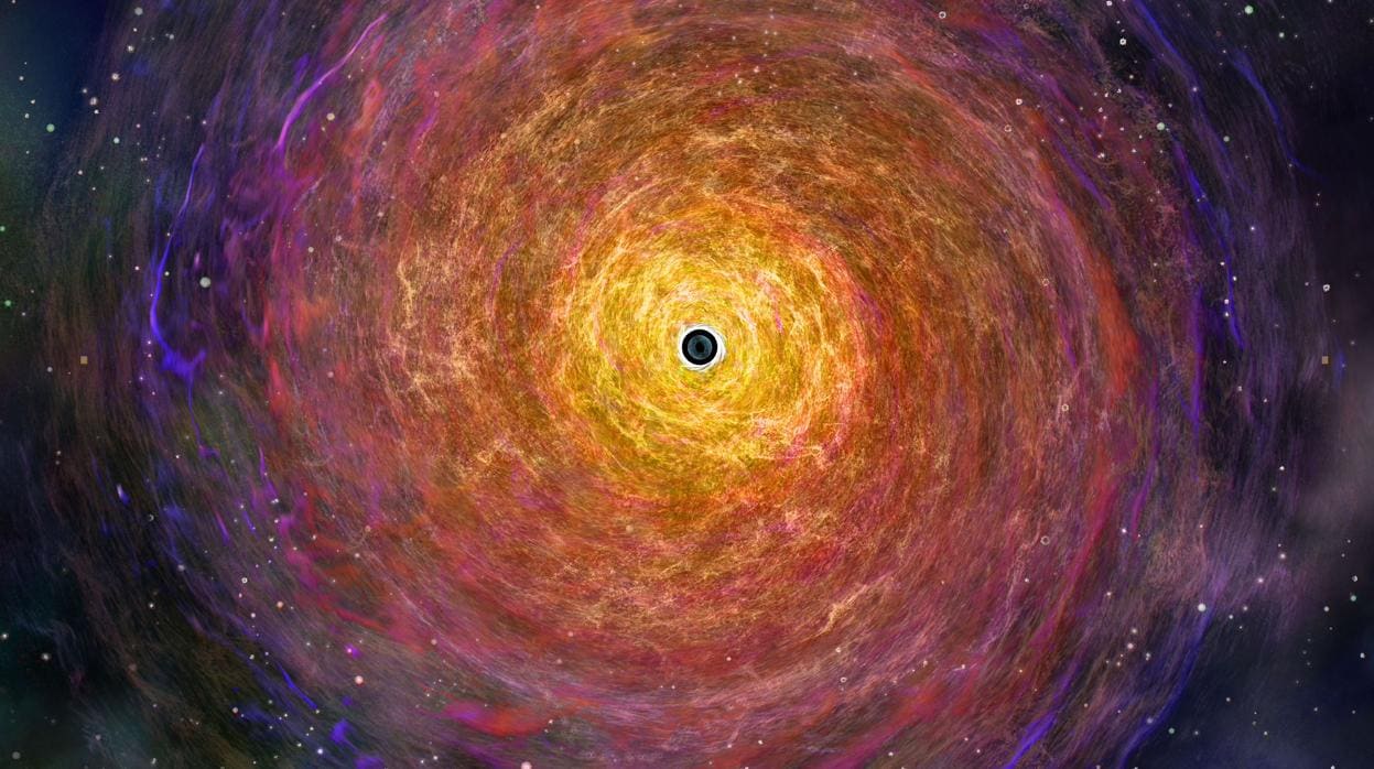 Representación del agujero negro supermasivo en la galaxia M87