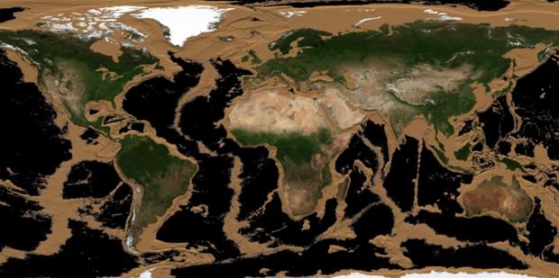 Así quedaría la Tierra si se drenaran todos los océanos