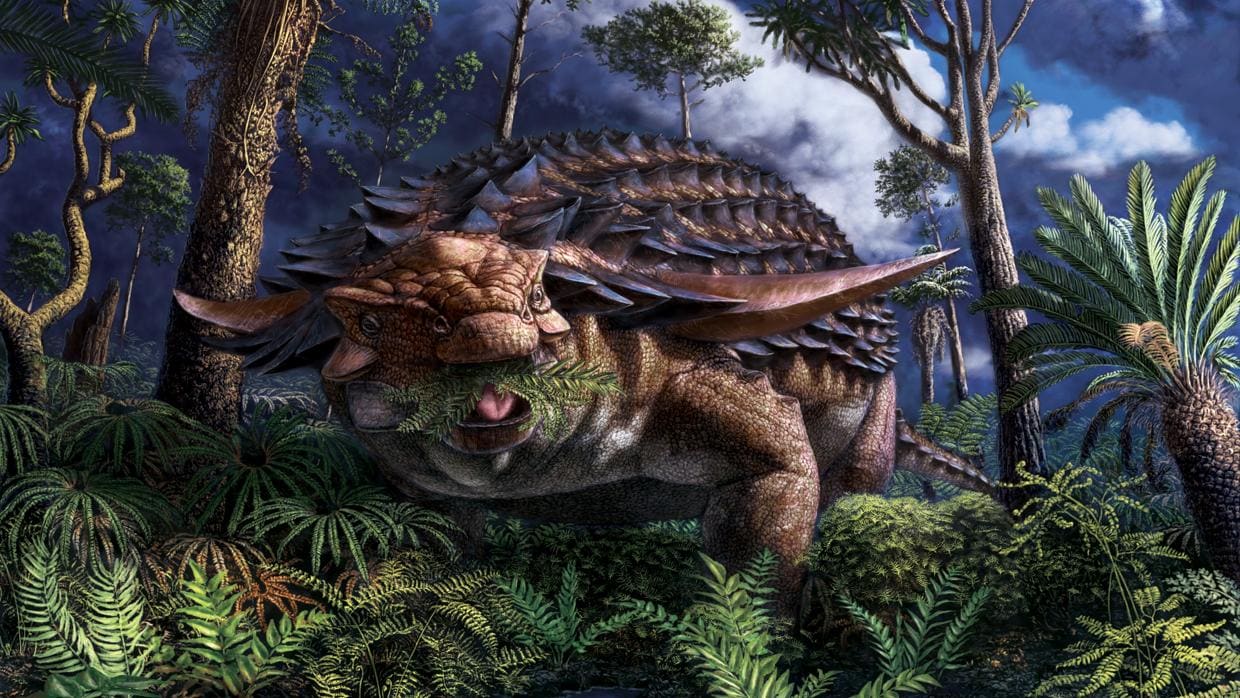 Ilustración del dinosaurio Borealopelta markmitchelli