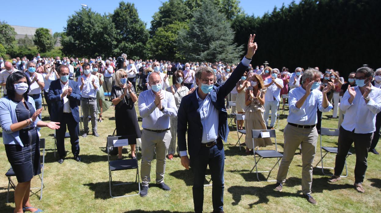 El presidente de la Xunta en funciones, Alberto Núñez Feijóo, en la campaña electoral