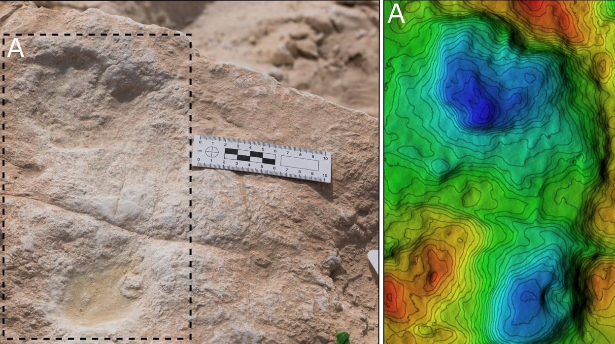 Una de las huellas de humanos detectadas en los antiguos sedimentos del lago, hoy seco