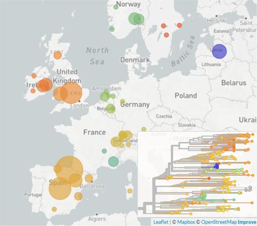 Dispersión de las variantes del coronavirus durante el verano