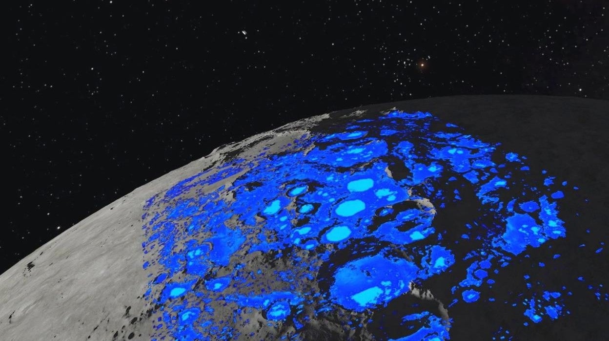 Recreación reservas de agua en la Luna
