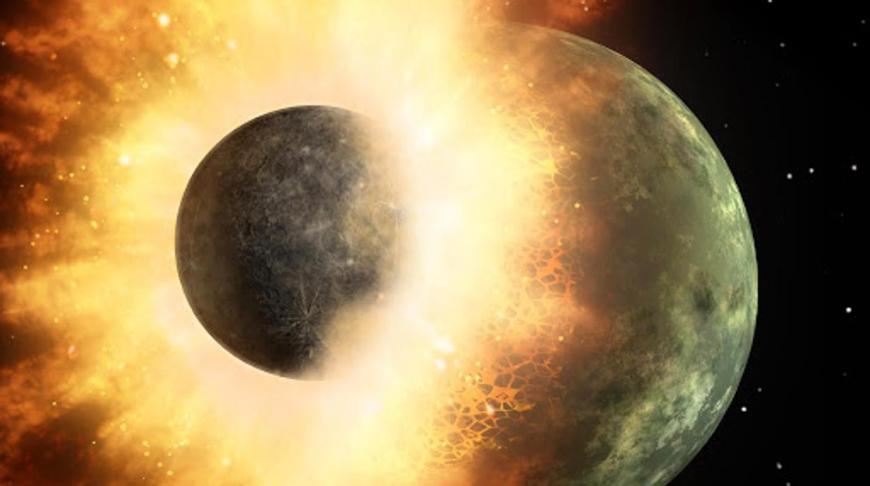 La ilustración muestra cómo pudo ser el impacto contra Theia hace unos 4.500 millones de años