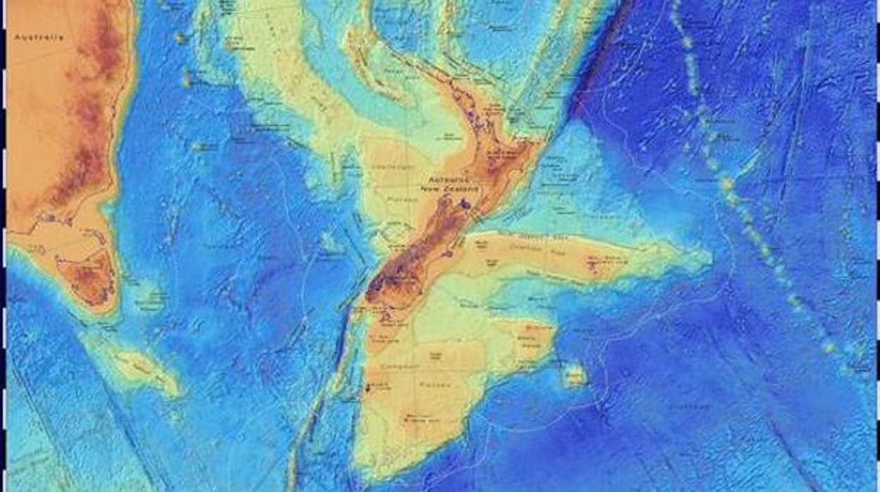 Mapa batimétrico de Zelandia