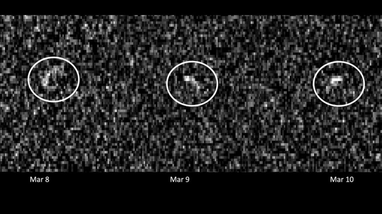 Estas son las últimas imágenes de radar captadas de Apofis entre el pasado 8 y 10 de marzo, a una distancia de 150 millones de km de la Tierra