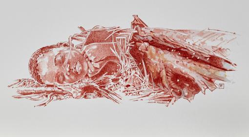 Recreación artística del entierro de Mtoto