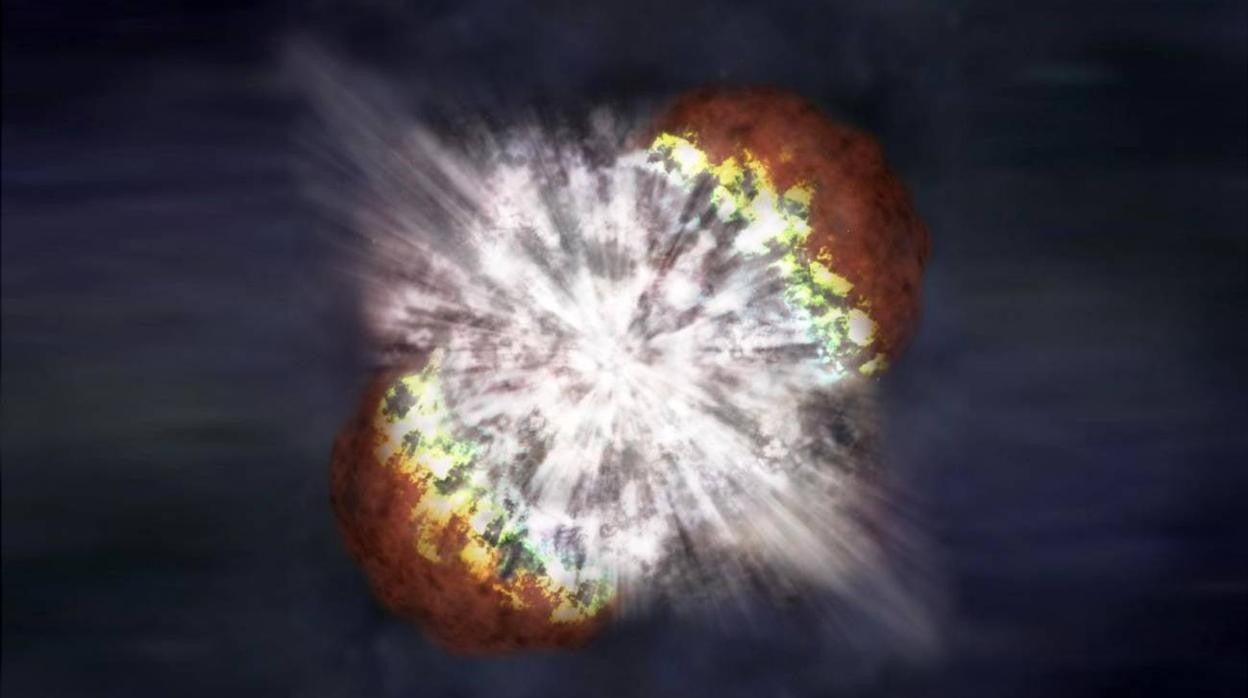 La ilustración muestra la explosión de una estrella en forma de supernova