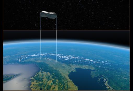 Esta imagen proporciona una comparación del tamaño del asteroide Kleopatra con el norte de Italia.