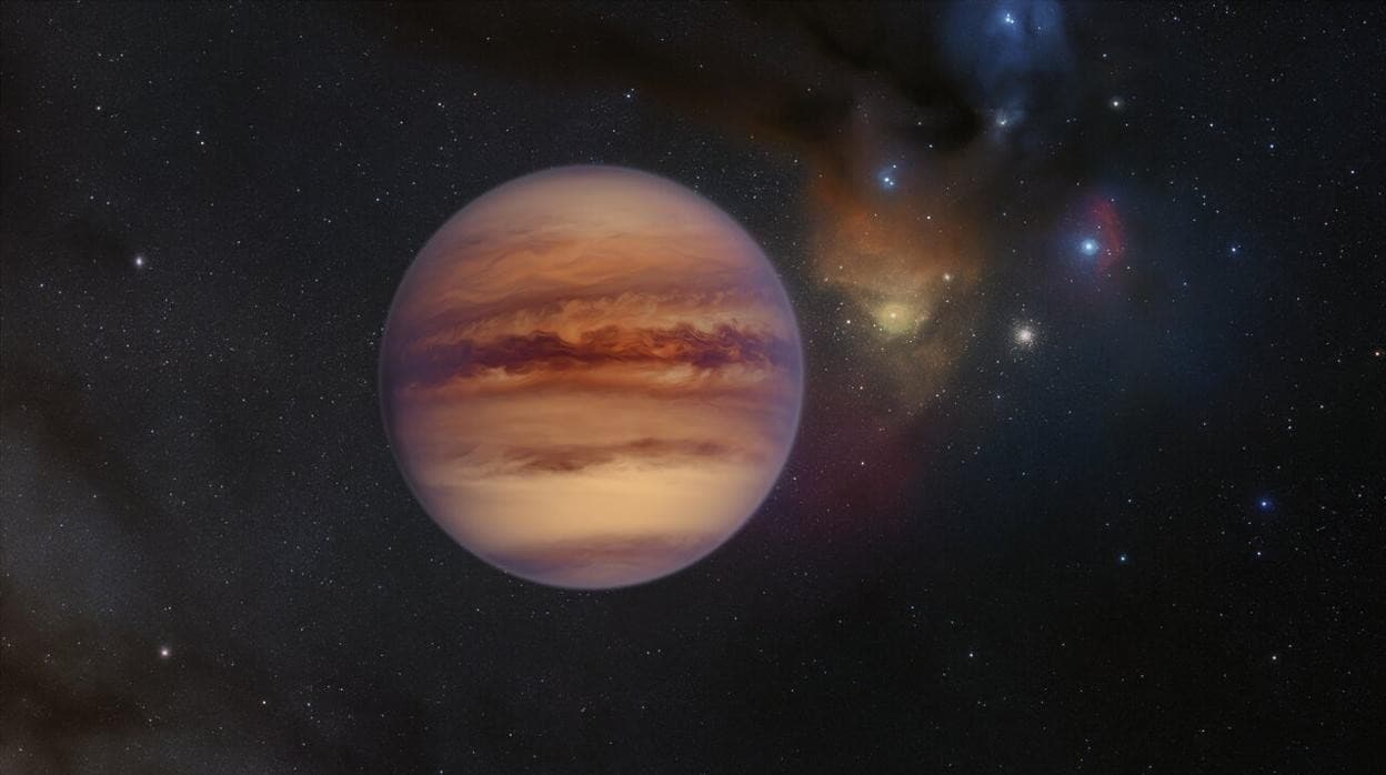 La ilustración muestra un ejemplo de uno de los planetas errantes encontrados en la región de Ofiuco