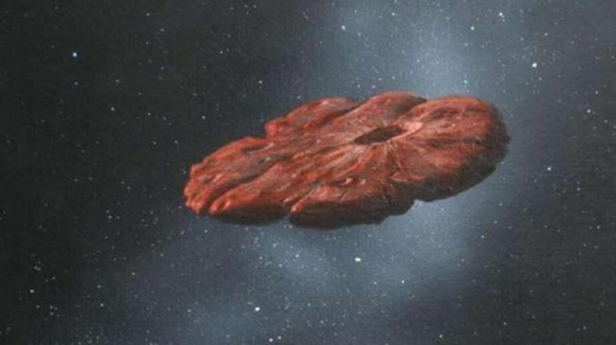 Recreación de Oumuamua, el primer visitante interestelar