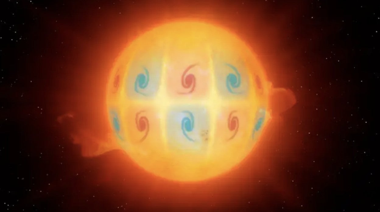 La ilustración muestra las extrañas ondas de alta frecuencia y en forma de vórtice recién descubiertas en el Sol