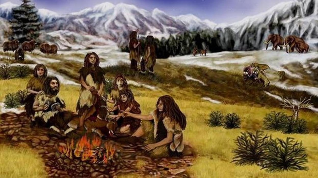 Neandertales alrededor del fuego