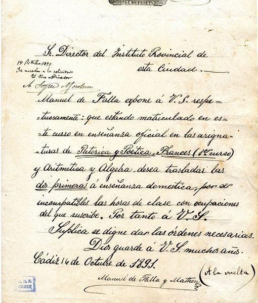 Carta de Manuel de Falla