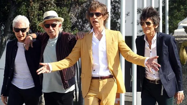 Charlie Watts, Keith Richards, Mick Jagger y Ronnie Wood, fotografiados en Santiago de Chile