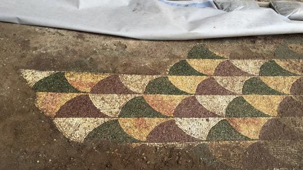 Parte del mosaico recuperado en las termas de Caracalla