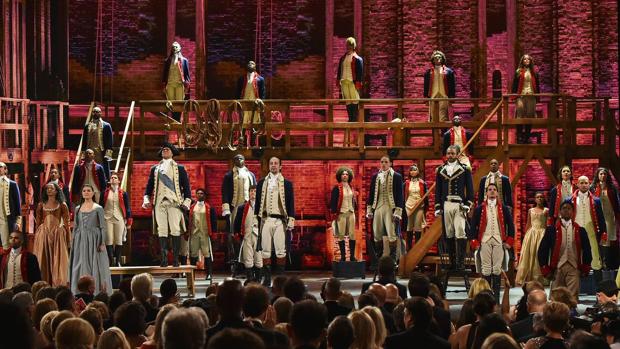 Una escena de «Hamilton», que se representa en el teatro Richard Rodgers de Broadway