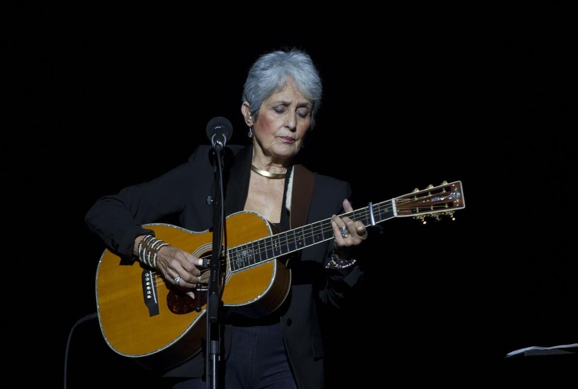 La cantante estadounidense Joan Baez en un concierto