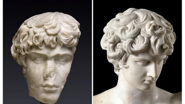 Reconstrucción de un busto de Antinoo junto a la incorporación del rostro