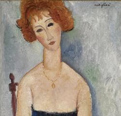 «La pelirroja con colgante», de Modigliani. Detalle
