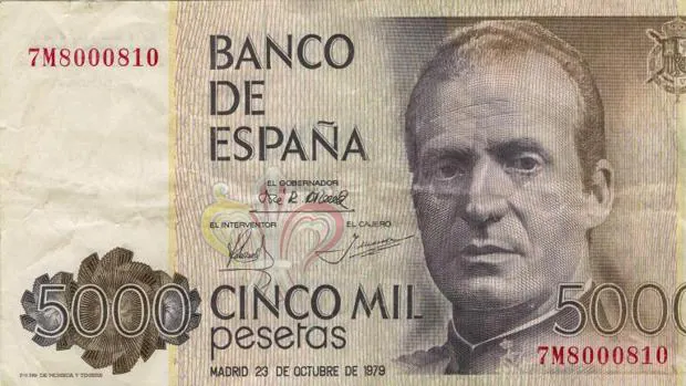 Billete de 5000 pesetas con la imagen del Rey Don Juan Carlos