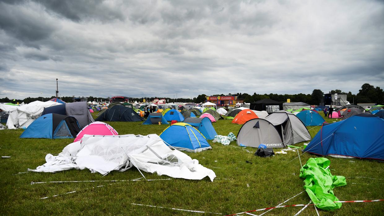 Imagen del cámping del festival de Bravalla en su último día