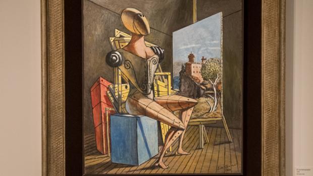 Vista de la obra «El contemplador», de Giorgio de Chirico (1976), en el CaixaForum de Barcelona