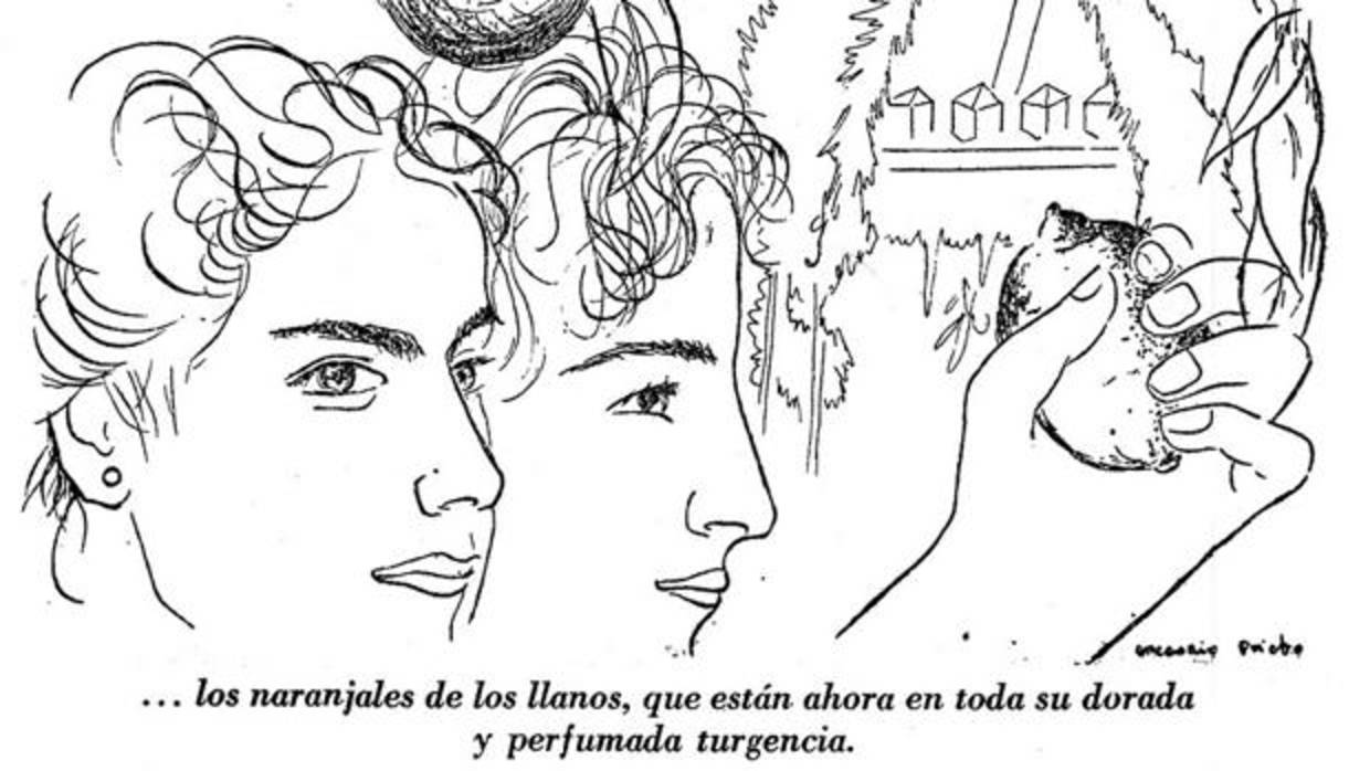 Una de las ilustraciones de Gregorio Prieto para la edición en libro de «La vía del calatraveño»