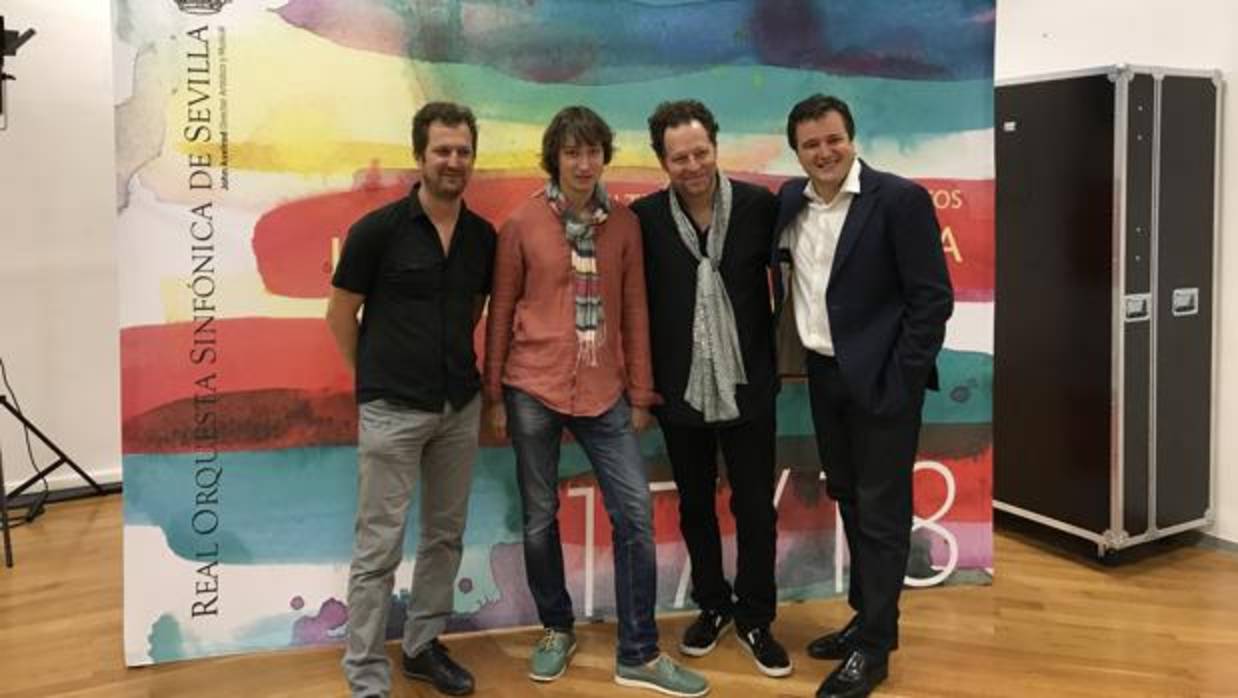 Eric Crambes, Maxim Emelyanychev, John Axelrod y Tommaso Cogato, el miércoles en el Maestranza