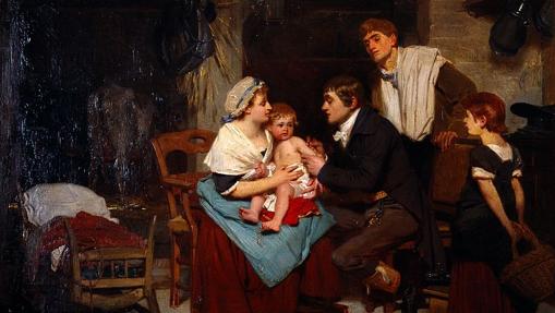 «Edward Jenner vacunando a un niño» de Eugène Ernest Hillemacher (1884)