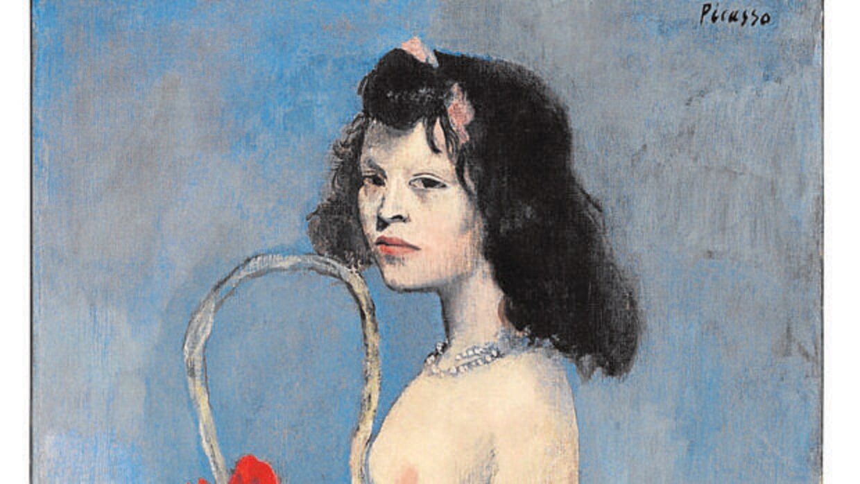 Fragmento de «Muchacha joven con cesto de flores», de Picasso