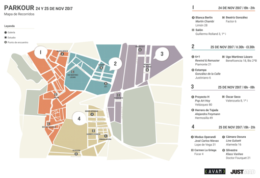 Mapa de los recorridos de «Parkour» de este fin de semana