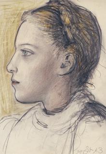 «Retrato de Maya de perfil», dibujo de Picasso (1943)