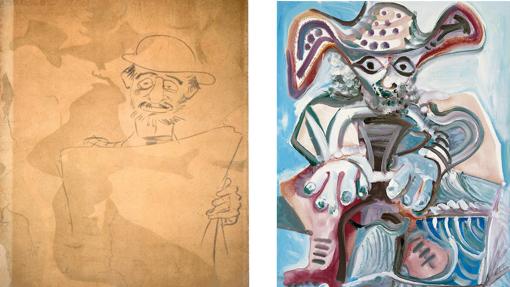 Autorretrato de Toulouse-Lautrec (1893) y «Hombre sentado con sombrero» (1972), de Picasso