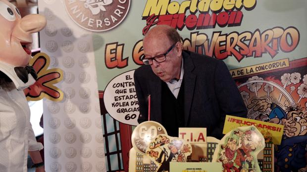 Ibáñez esquiva la jubilación soplando velas por Mortadelo y Filemón