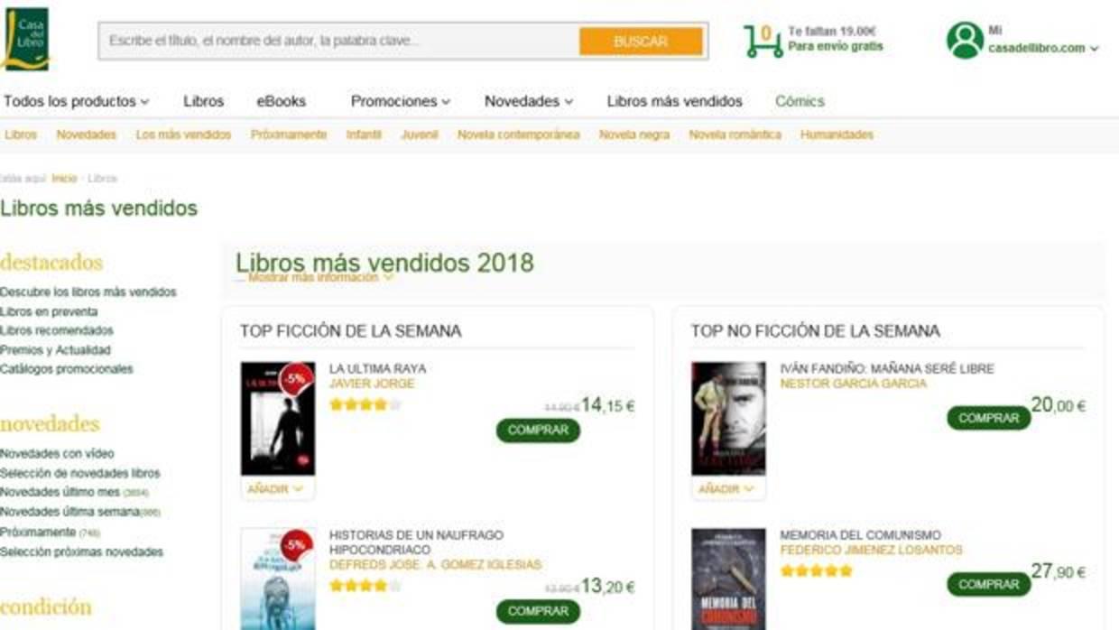 «Iván Fandiño. Mañana seré libre», en el primer puesto de no ficción de la Casa del Libro