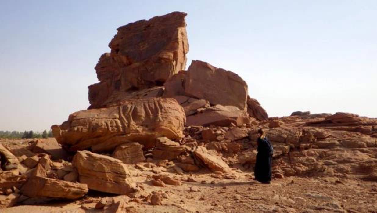 Las rocas en las que han descubierto las esculturas esculpidas de dromedarios a tamaño real