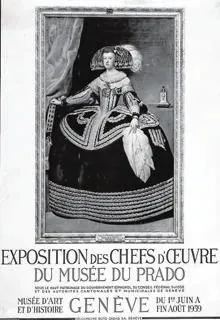 Cartel de la exposición de Ginebra de 1939, en el que figura el «Retrato de Mariana de Austria», de Velázquez, llevado del Prado al Louvre