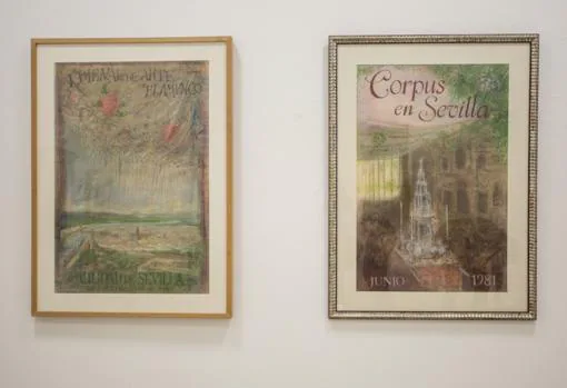 Carteles que diseñó para la Bienal de Flamenco y el Corpus