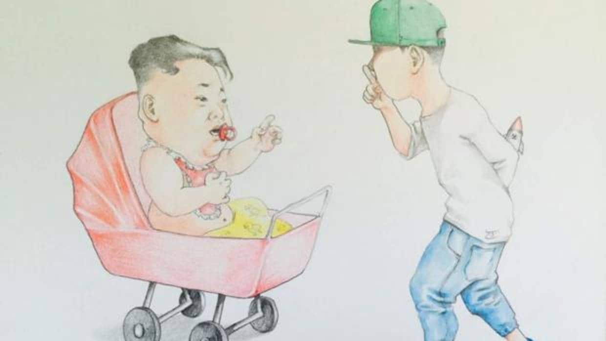 Kang Chun-huok pinta viñetas que se mofan del joven dictador de Corea del Norte, Kim Jong-un