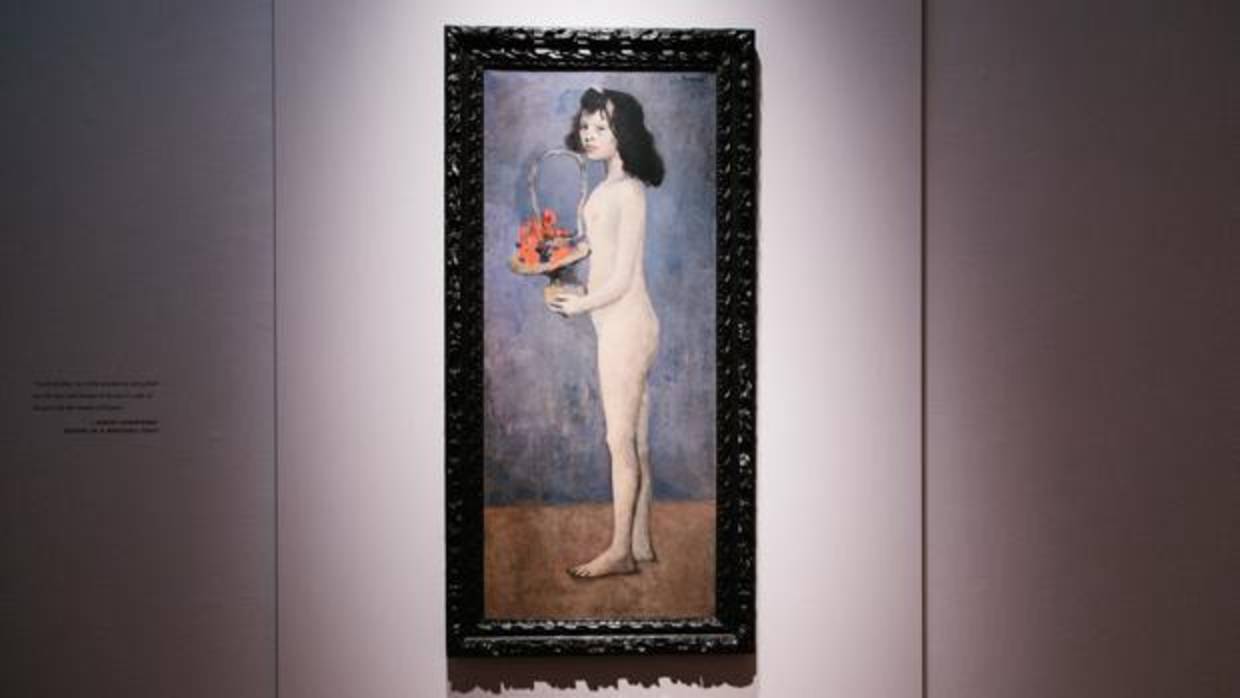 Vista de la obra «Joven con una cesta de flores» del artista español Pablo Picasso en la casa de subastas Christie's